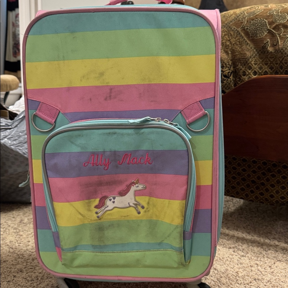 Colorful Striped Kids' Rolling Suitcase